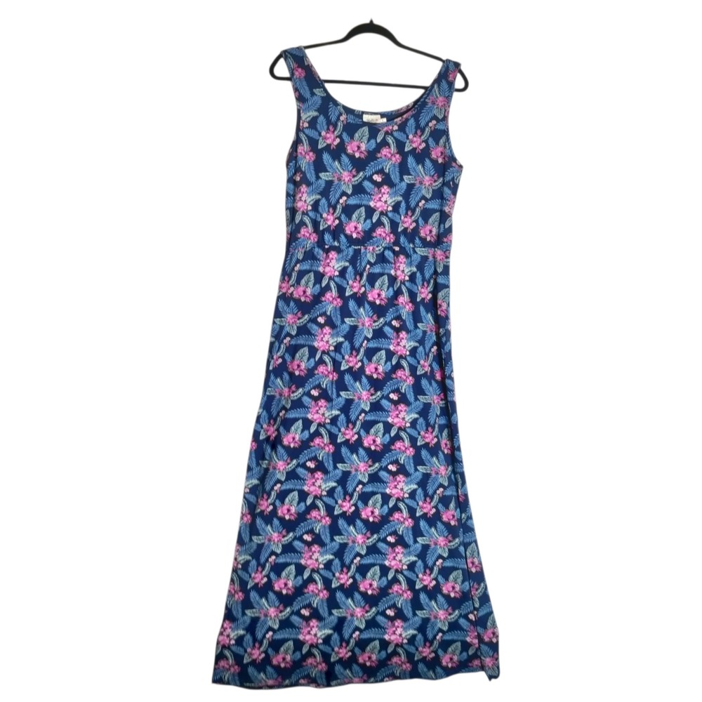 Mata Traders Blue Floral Organic Cotton Sleeveless Maxi Dress‎ Large Summer Boho